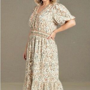 Lea size 3X v- neck Floral Print Maxi Dress with pockets